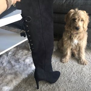 Black thigh high boots
